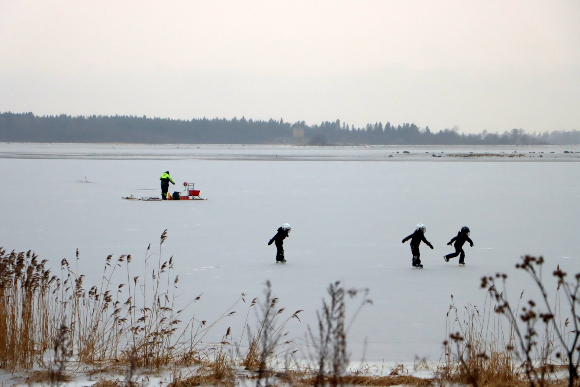 Skaters on ice