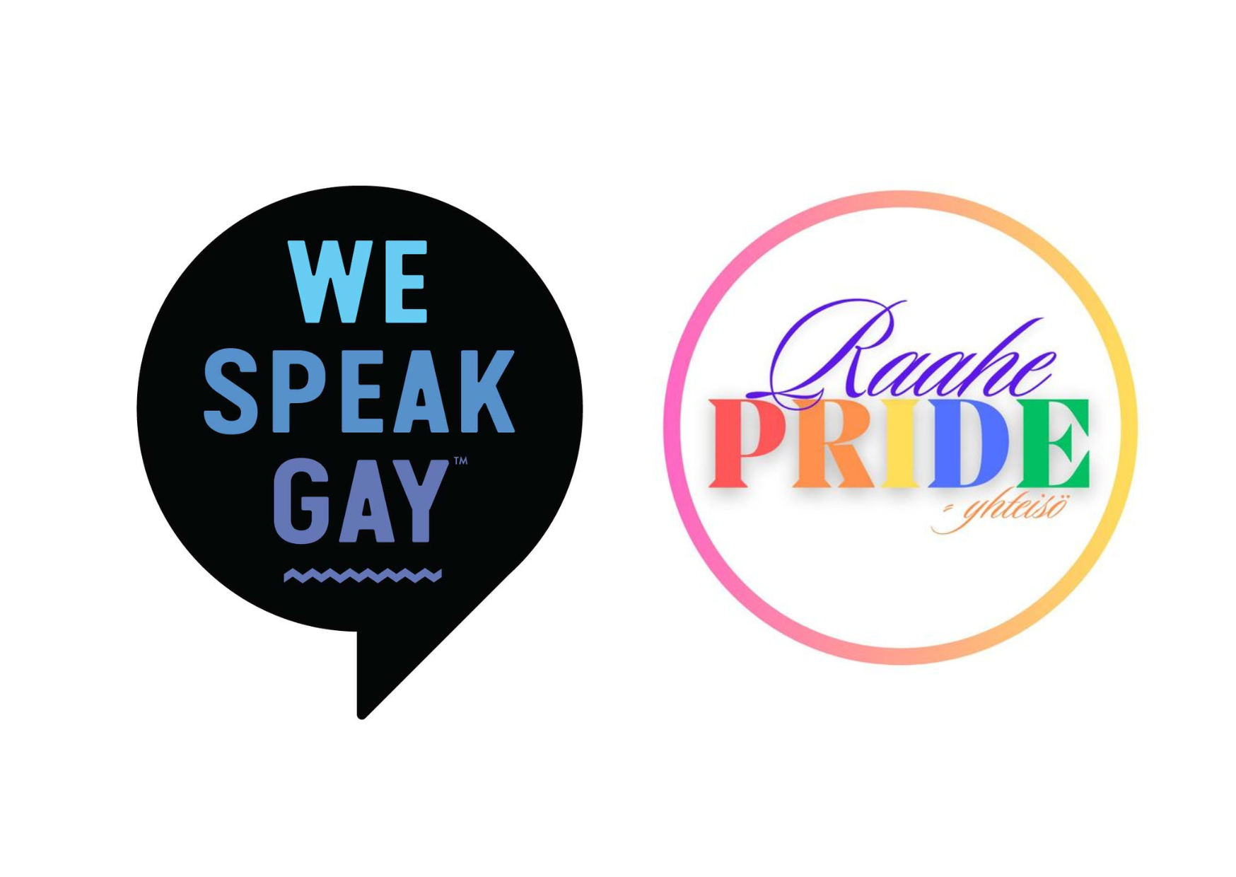 The logos of We Speak Gay and Raahe Pride